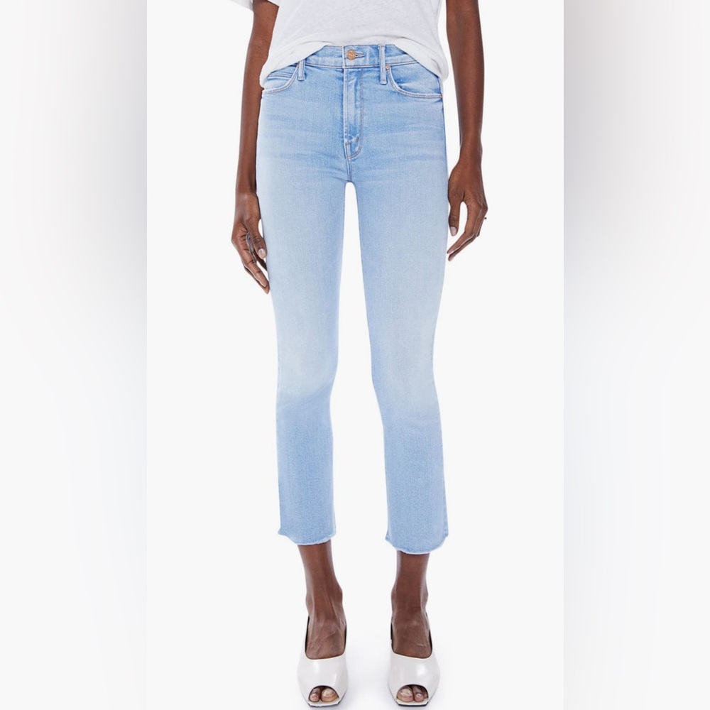 MOTHER the dazzler raw hem crop slim jeans